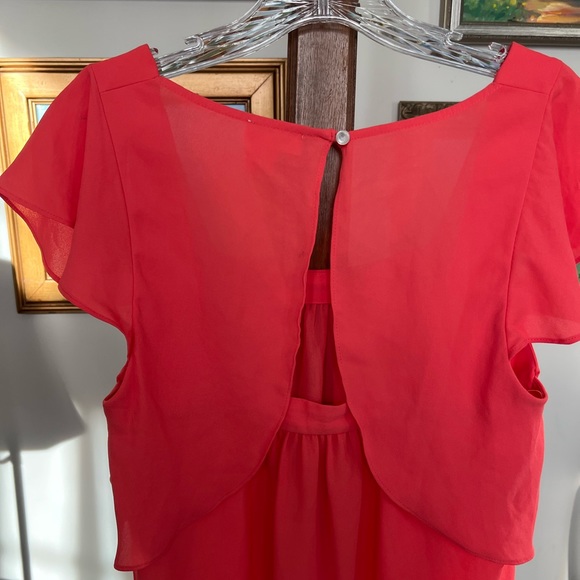 Anthropologie Meadow Rue Coral Flutter Sleeve Top - Picture 7 of 8